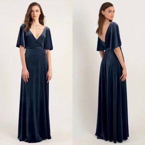 Jenny Yoo Marin Velvet Maxi in French Blue 2 NWT